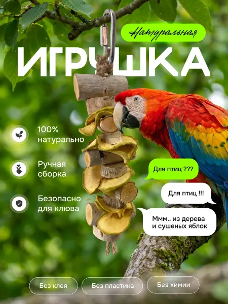 Мастерская крепкого клюва Игрушка погрызушка для попугаев в клетку подвесная