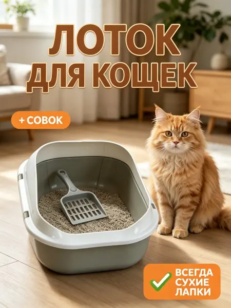 Лоток для котят маленький низкий с решеткой удобный