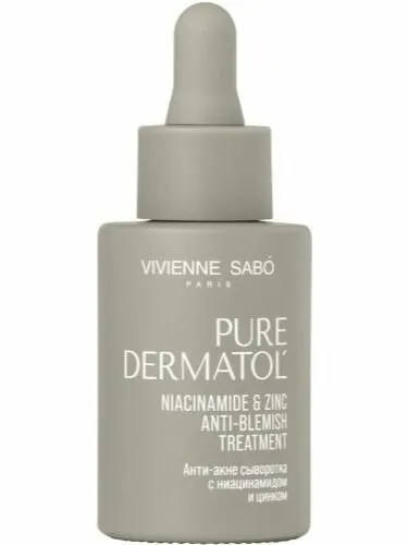 Vivienne Sabo Pure Dermatol 16+ Анти-акне сыворотка для лица с ниацинамидом и цинком для проблемной и жирной кожи / Niacinamide & Zinc Anti-blemish Treatment