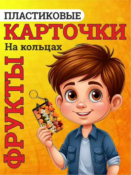 Карточки для детей пластиковые — фрукты