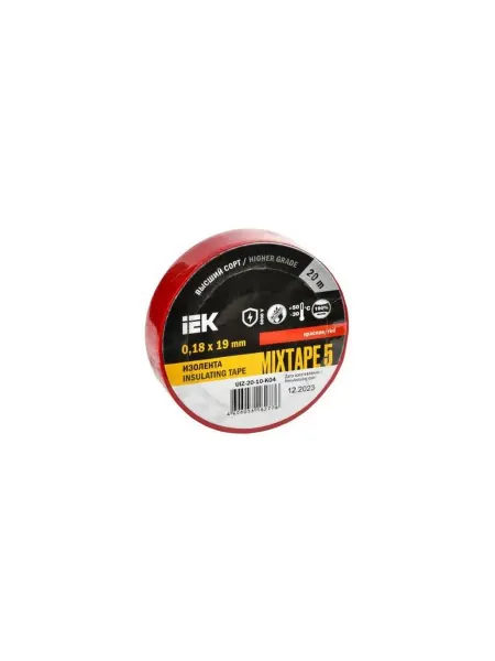 Iek Изолента красная. ПВХ 0.18х19мм (рул.20м)