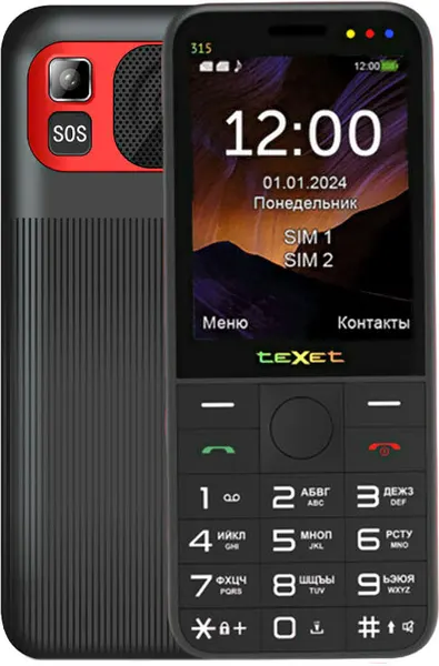 Мобильный телефон Texet TM-315 черный/красный 127291