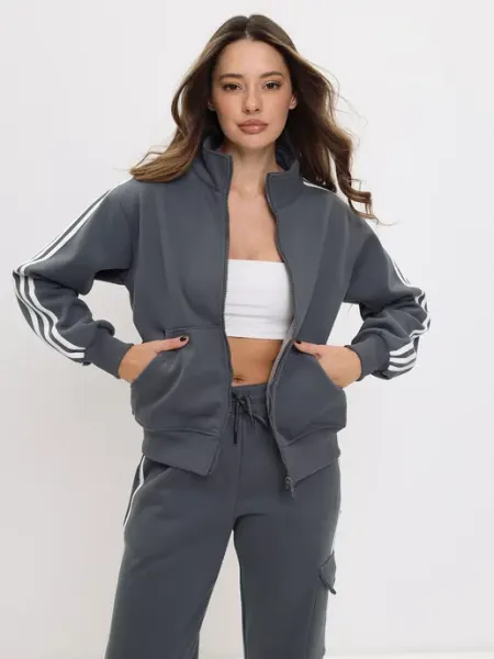 Amour CLoset Толстовка зип на молнии спортивная трикотажная