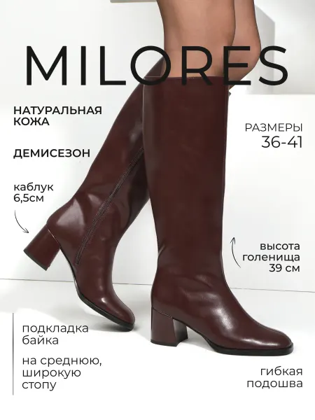 Milores Сапоги женские демисезонные трубы на каблуке