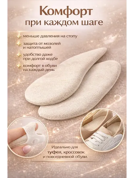 BUYZEN Полустельки для обуви под переднюю часть стопы от мозолей