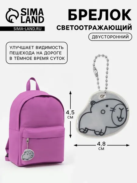 Арт узор Светоотражатель детский Капибарка двусторонний 4.8х4.5 см, 7
