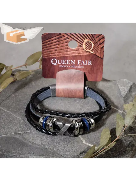Queen fair Браслет мужской кожаный на руку многослойный