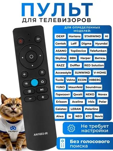 Пульт AN1603-IR для телевизоров разных брендов HBX187