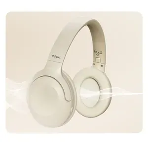 Беспроводные наушники накладные с активным шумоподавлением Rock O3 ANC Wireless Headphones бежевые