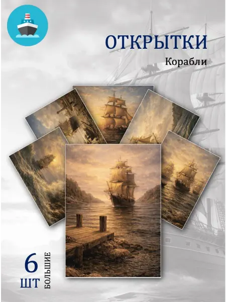 Обниму словами А6 открытки корабли в море