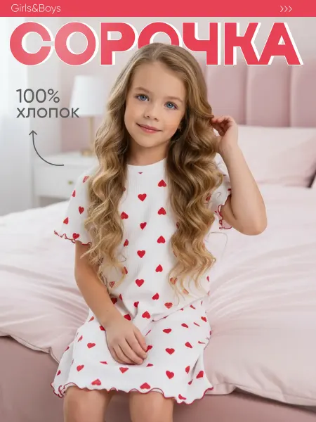 Girls and Boys Ночная сорочка детская в рубчик