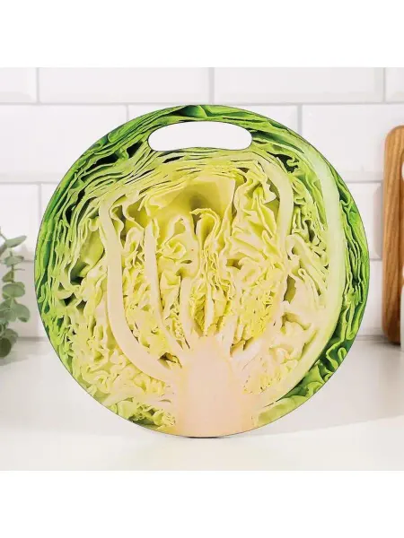 My Sweet Home Доска разделочная и сервировочная круглая кухонная "Капуста
