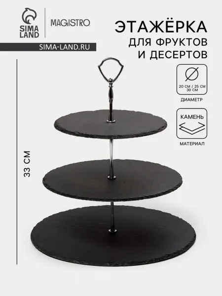 Magistro Этажёрка для фруктов и десертов, сланец, чёрная