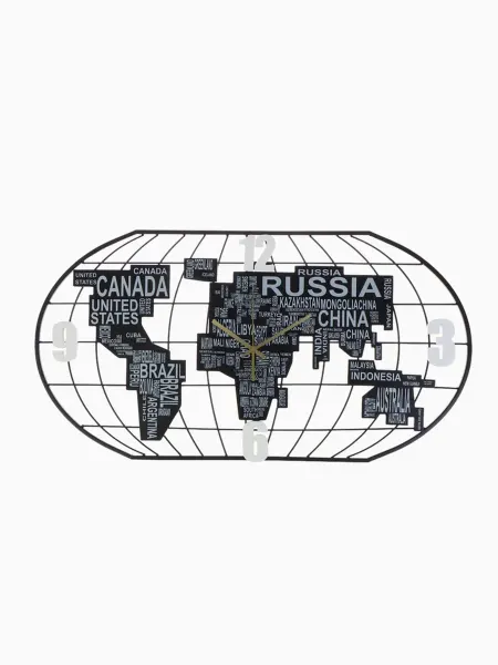 Бесшумные настенные часы "Карта мира", 40х78 см