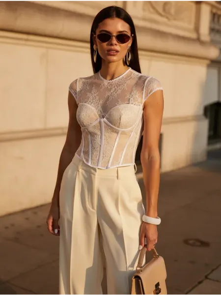 Peach and Silk Топ кружевной y2k в стиле coquette