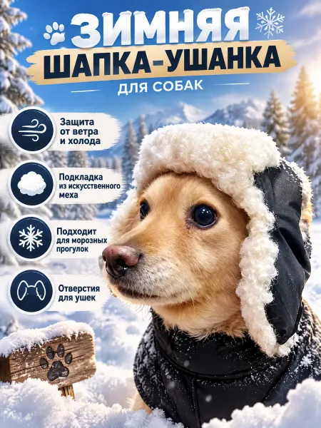 Driver and Dog Теплая зимняя шапка ушанка для собак