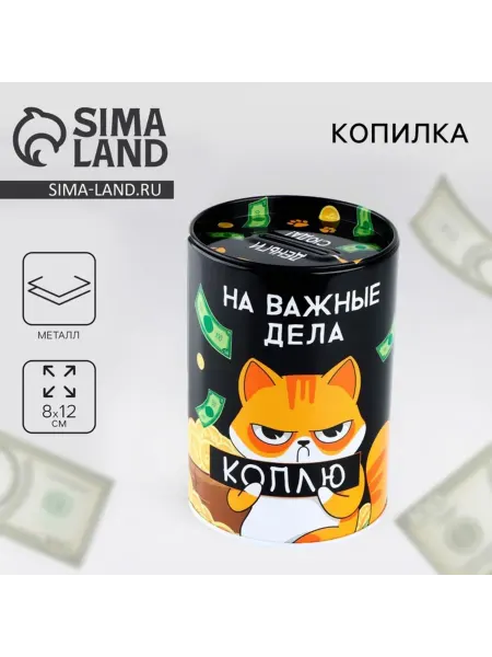 СИМА-ЛЕНД Копилка для денег "На важные дела", 8x12 см