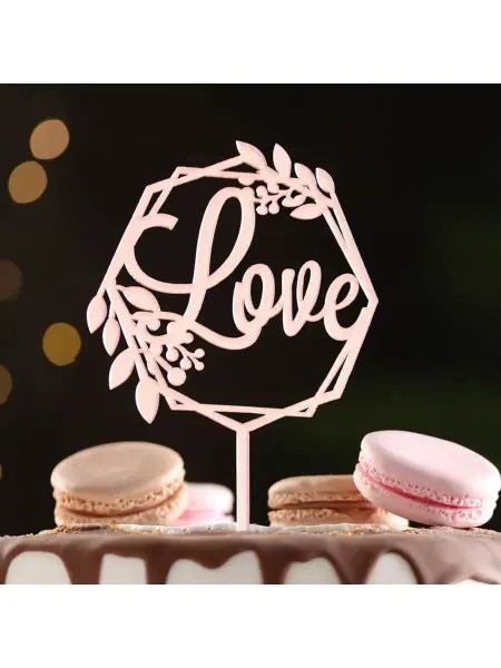 My Sweet Home Топпер "Love", цветочный, розовое золото, Дарим Красиво