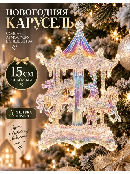 Елочная игрушка новогоднее украшение лошадка карусель