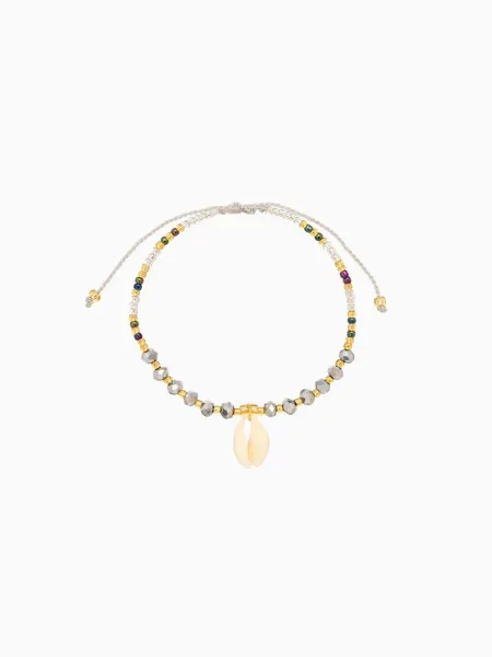Pro100Style Серый браслет с золотистыми вставками, 16 см