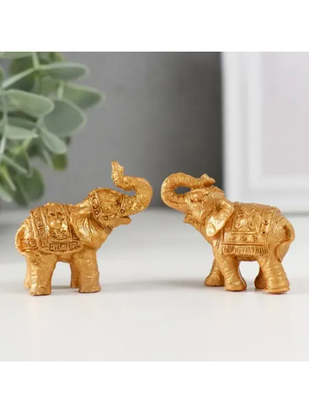 In Mother's Hands Сувенир "Золотой слоник" полистоун 2,2х5х4,5 см, 3 шт