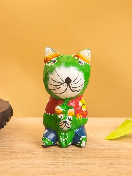 MAXRESALE_1 Интерьерная фигурка "Котики", 5х5х8 см, зеленая древесина