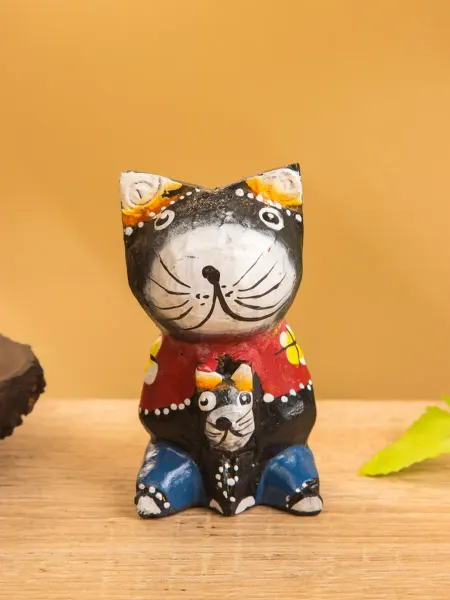 Интерьерная фигурка "Котики", дерево, черный, 5х5х8 см