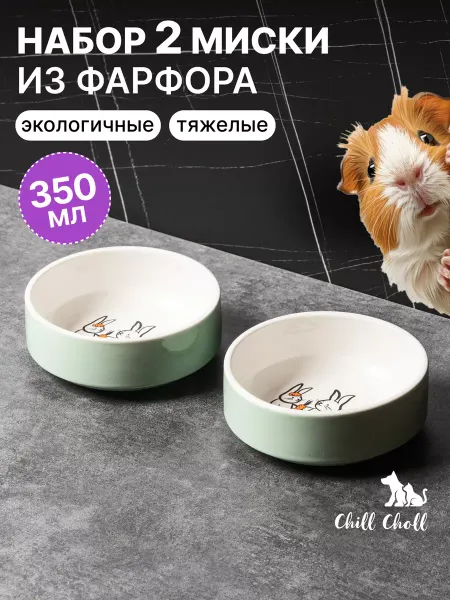 ANGAMARA Миска для кошки и грызунов керамика двойная