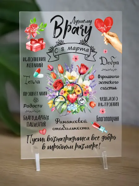АКРИLOVE Постер-открытка в подарок Врачу на 8 Марта