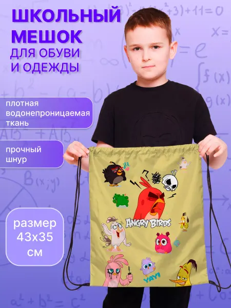 SoBag Мешок для обуви в школу большой angry birds энгри бердс