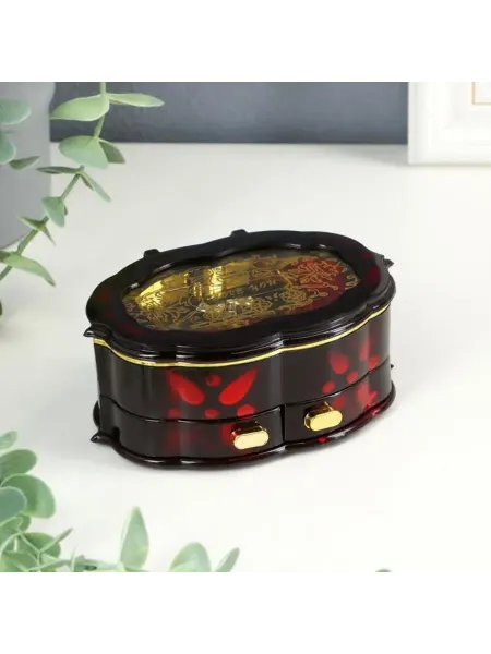 MAXRESALE_1 Музыкальная шкатулка овальная с ящиками, пластик, 8х11.5 см