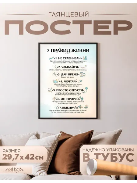 AniKoya Постер на стену семь правил жизни