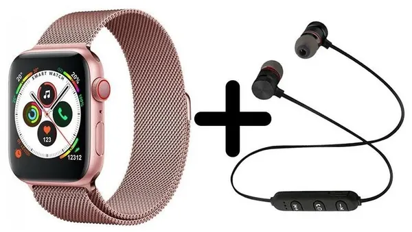 Умные часы BandRate Smart SX1818GGWB-SET1 с беспроводными наушниками, тонометром, мониторингом кислорода в крови