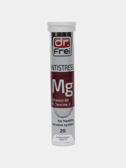 Витамины от стресса Dr. Frei Antistress, Магний Б6, таурин, витамин С и К, шипучки 20 шт
