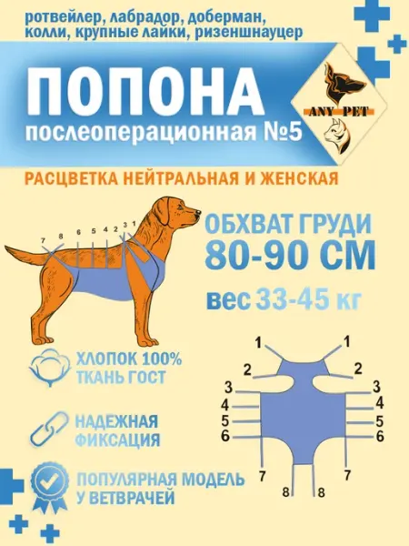 ANY PET Попона послеоперационная №5 собаки крупных пород