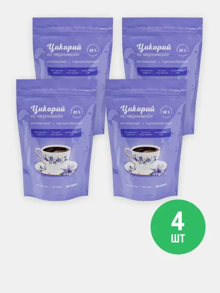 ВкусВилл Цикорий растворимый с черникой 4 шт по 100 г