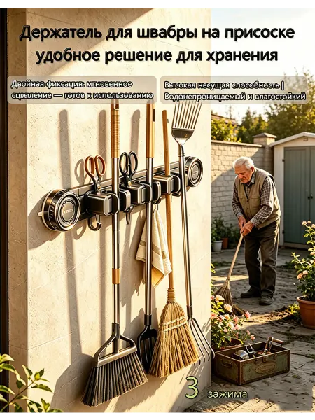 Держатель для уборки повышенной высоты быстрая установка
