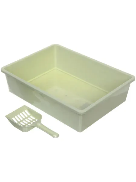 SOLNARIS Лоток-туалет для кошек, фисташковый, 38х28.5х10 см