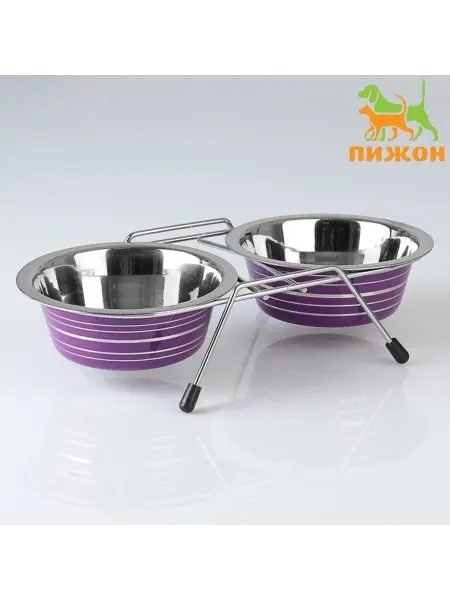 Пижон Цветные миски для животных с подставкой 350 мл