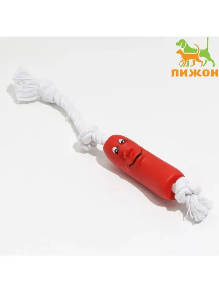 Пижон Игрушка Брутальная сосиска на верёвке для собак, 14 см