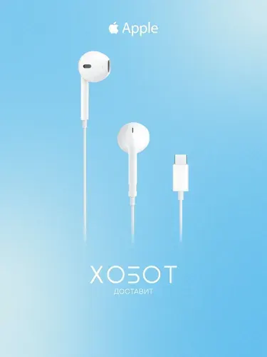 Наушники Apple EarPods with USB-C Connector проводные с микрофоном, белый