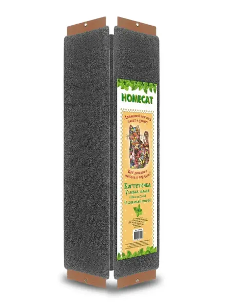 Homecat Когтеточка с кошачьей мятой из ковролина угловая, 58х21см