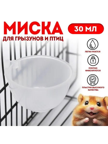 MAXRESALE_1 Миска прозрачная для грызунов и птиц из пластика, 4 шт