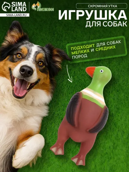 Пижон Пищащая игрушка для собак "Скромная утка", коричневая