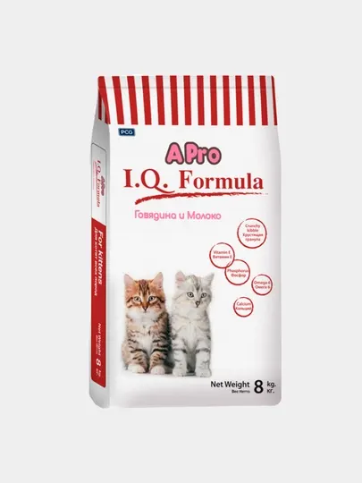 Сухой корм для котят APRO I.Q с говядиной и молоком, 8кг