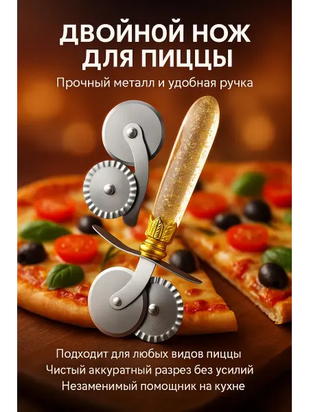 Apu2 Нож для пиццы и тесто круглый двойной металлический