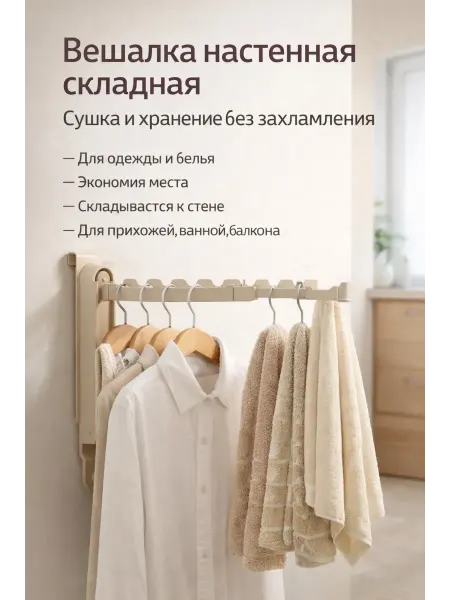 Apu3 Вешалка настенная складная для одежды и сушки белья