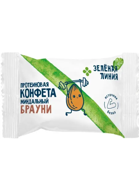 Конфета протеиновая Миндальный Брауни Зелёная Линия,3 шт