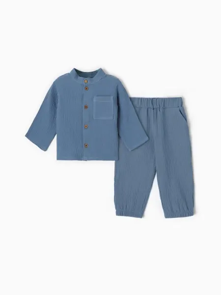 KAFTAN Детский спортивный костюм рубашка брюки синий 26 раз