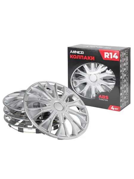 ARNEZI Колпаки R14 на колеса Meteor 4шт (серебристые) ABS-пластик